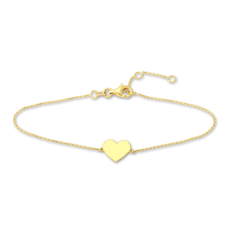 Mini Heart Bracelet 14K Yellow Gold 6.7"