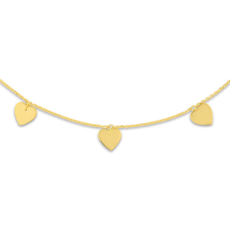 Main Image 2 of 5-Dangle Heart Choker 14K Yellow Gold 16" Adj.
