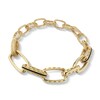 Marco Dal Maso Black Enamel Link Bracelet Sterling Silver/18K Yellow Gold-Electroplate 8"