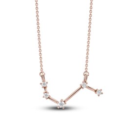 Diamond Aries Constellation Necklace 1/6 ct tw Round 14K Rose Gold