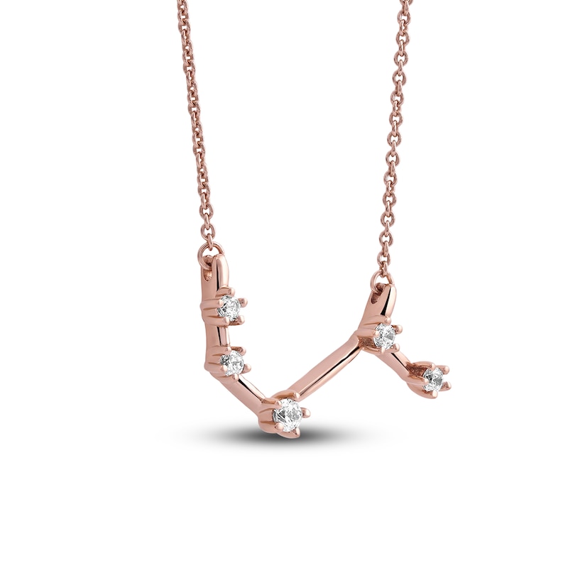 Main Image 2 of Diamond Aries Constellation Necklace 1/6 ct tw Round 14K Rose Gold