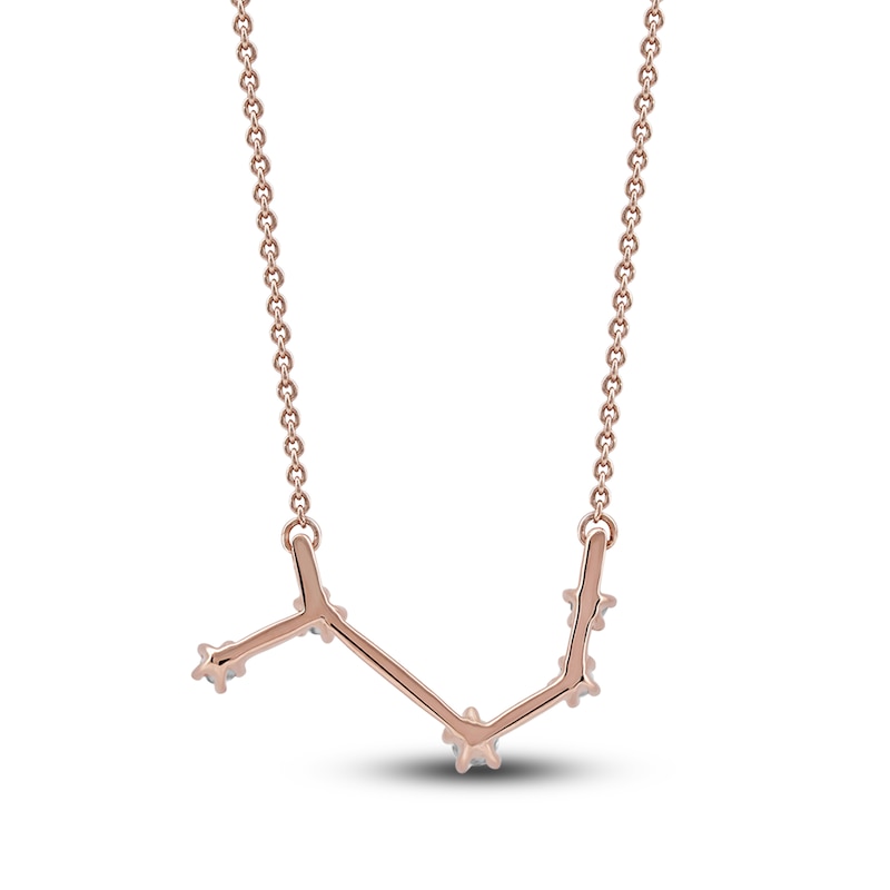Main Image 3 of Diamond Aries Constellation Necklace 1/6 ct tw Round 14K Rose Gold
