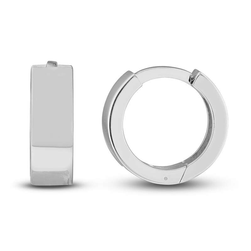 Main Image 2 of Round Huggie Earrings 14K White Gold
