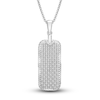 Thumbnail Image 1 of Men's Diamond Classic Chain Dog Tag Pendant Necklace 1/2 ct tw Round Sterling Silver 22"