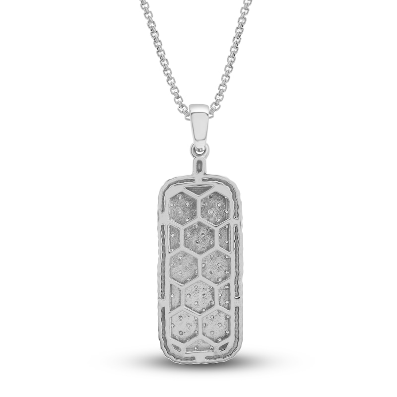 Main Image 4 of Men's Diamond Classic Chain Dog Tag Pendant Necklace 1/2 ct tw Round Sterling Silver 22"