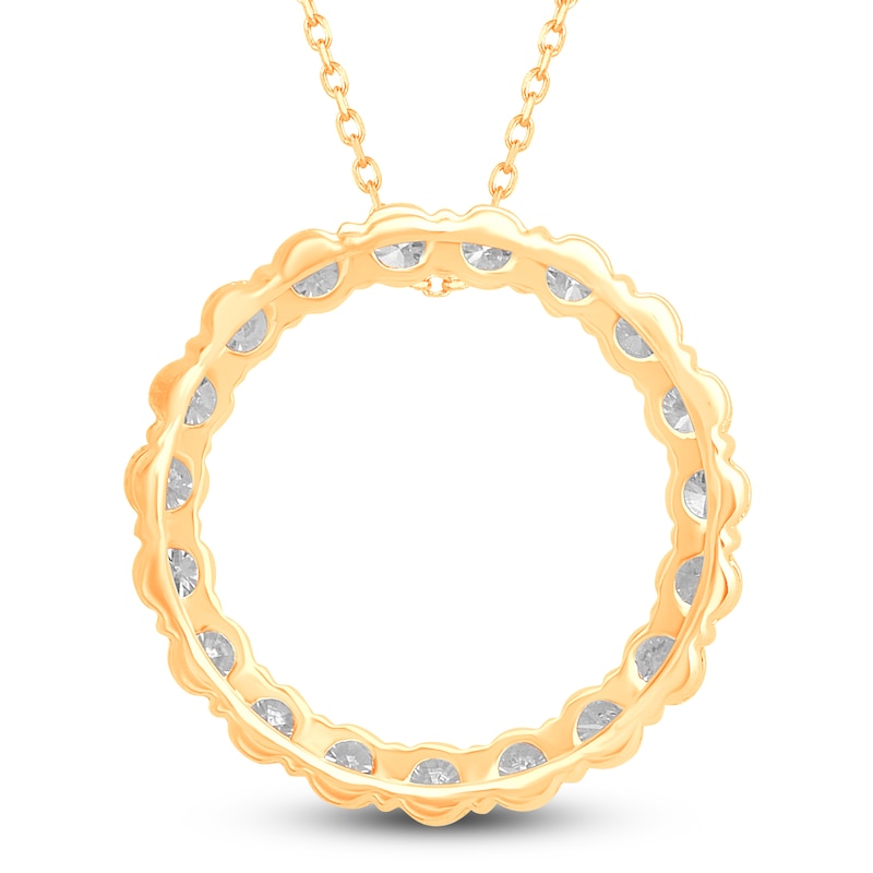 Main Image 3 of Diamond Circle Pendant Necklace 2 ct tw Round 14K Yellow Gold 18"