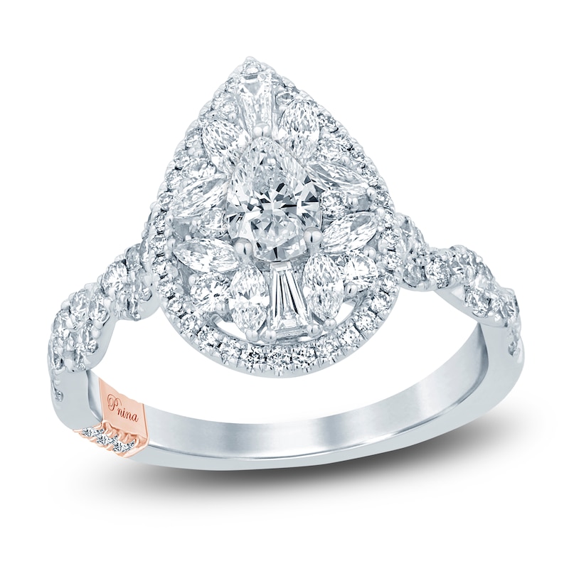 Pnina Tornai Diamond Engagement Ring 1-1/2 ct tw Pear/Marquise /Baguette/Round 14K White Gold