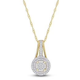 Diamond Drop Necklace 1/4 ct tw Round 10K Yellow Gold