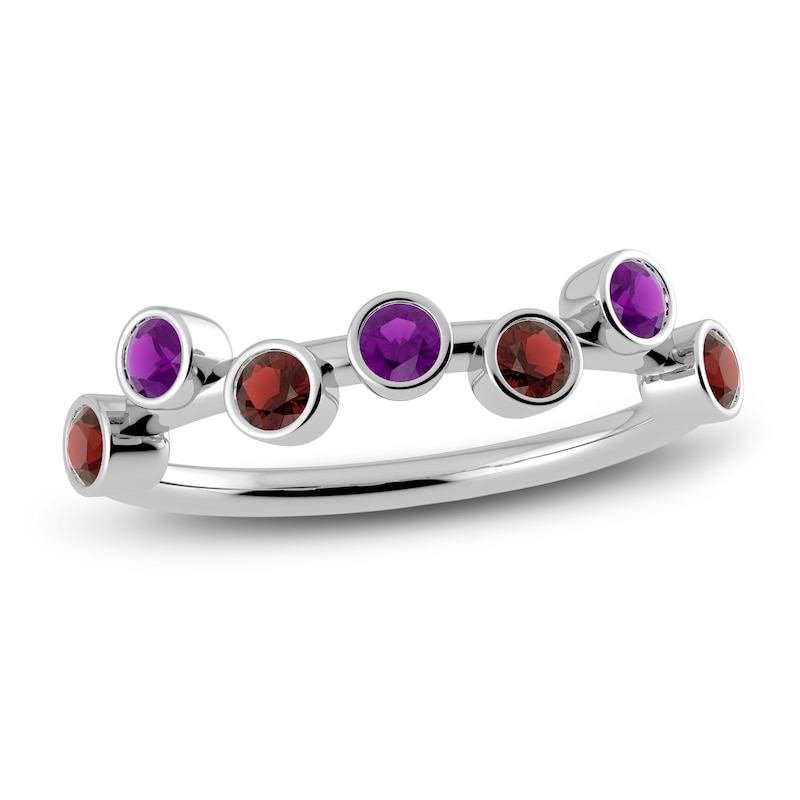 Main Image 1 of Juliette Maison Natural Garnet & Natural Amethyst Ring 10K White Gold