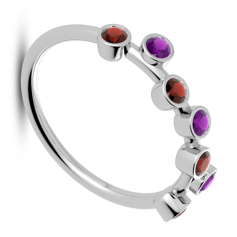 Main Image 2 of Juliette Maison Natural Garnet & Natural Amethyst Ring 10K White Gold
