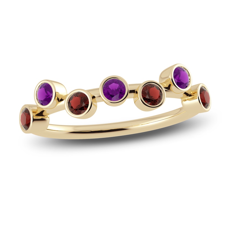 Main Image 1 of Juliette Maison Natural Garnet & Natural Amethyst Ring 10K Yellow Gold