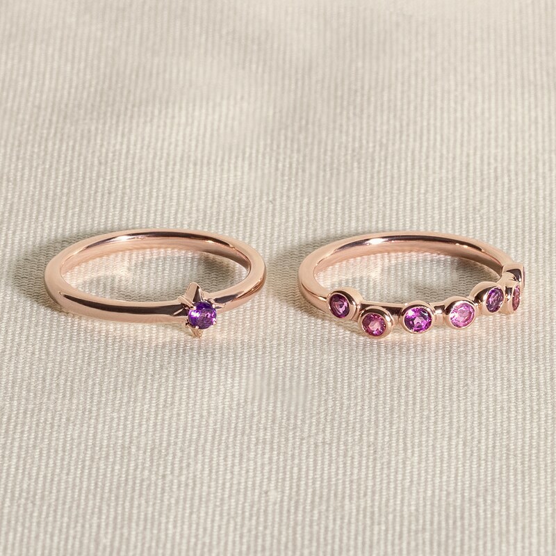 Main Image 4 of Juliette Maison Natural Garnet & Natural Amethyst Ring 10K Yellow Gold