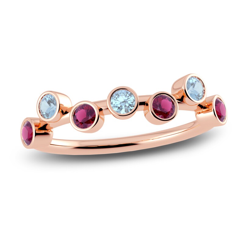 Main Image 1 of Juliette Maison Natural Rhodolite Garnet & Natural Aquamarine Ring 10K Rose Gold