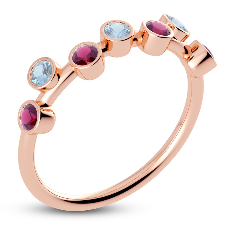 Main Image 2 of Juliette Maison Natural Rhodolite Garnet & Natural Aquamarine Ring 10K Rose Gold