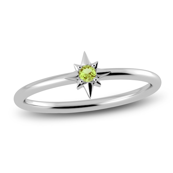 Juliette Maison Natural Peridot Starburst Ring 10K White Gold