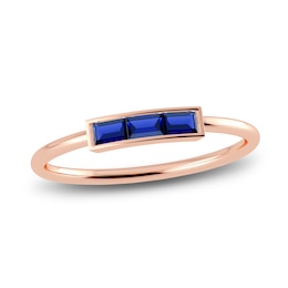 Juliette Maison Natural Blue Sapphire Baguette Bar Ring 10K Rose Gold