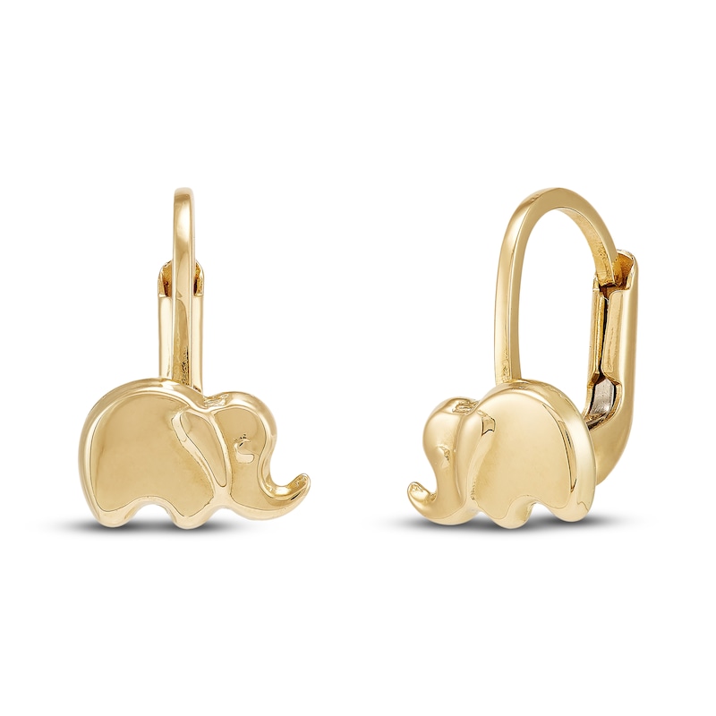 Main Image 1 of Elephant Lever Earrings 14K Yellow Gold
