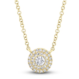 Shy Creation Diamond Pendant Necklace 1/6 ct tw Round 14K Yellow Gold 18" SC55012672