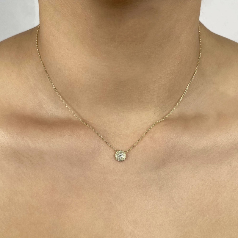Main Image 4 of Shy Creation Diamond Pendant Necklace 1/6 ct tw Round 14K Yellow Gold 18" SC55012672