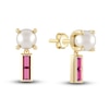 Juliette Maison Natural Rhodalite Garnet Baguette and Cultured Freshwater Pearl Earrings 10K Yellow Gold