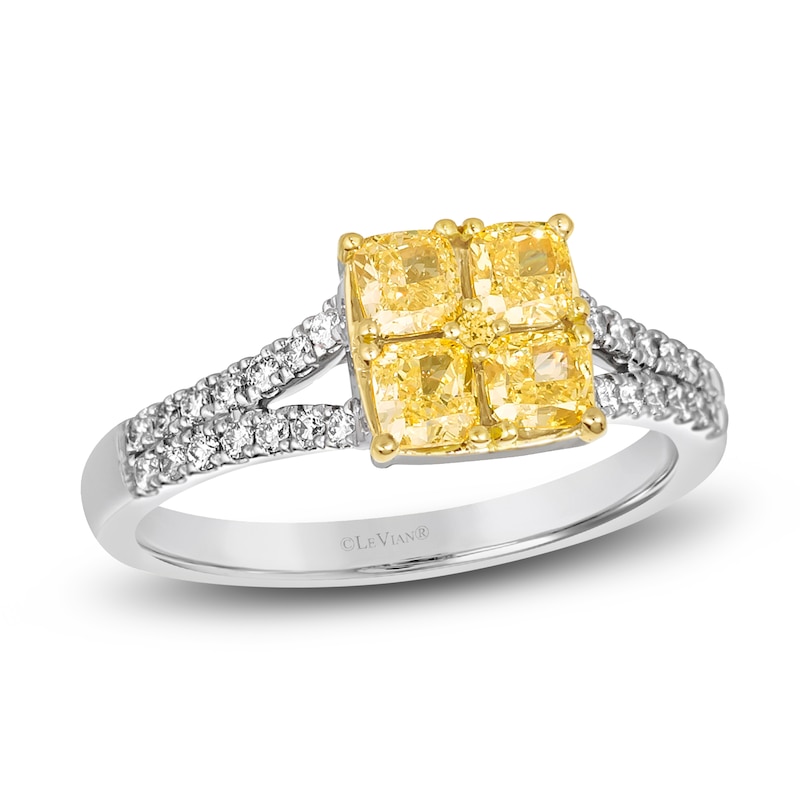 Main Image 1 of Le Vian Sunny Yellow Diamond Ring 1 ct tw Round 14K Vanilla Gold