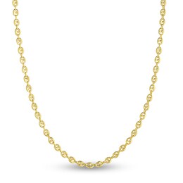 Puffy Mariner Link Necklace 14K Yellow Gold 20&quot;
