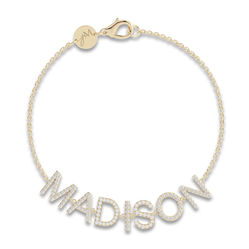 Main Image 1 of Juliette Maison Diamond Station Name Bracelet 1 ct tw Round 10K Yellow Gold