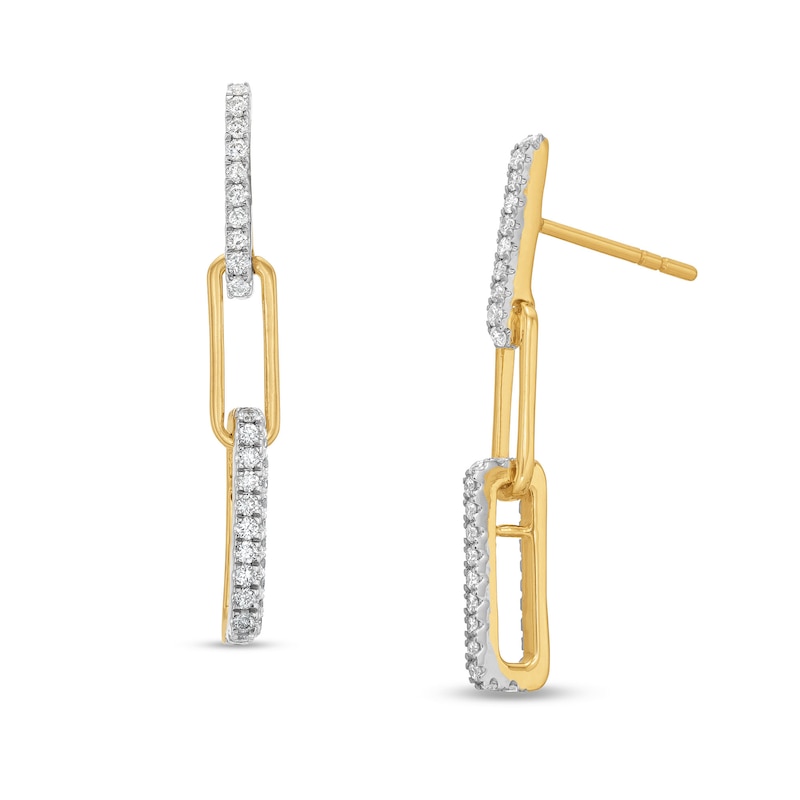 Main Image 1 of Kallati Diamond Paperclip Earrings 5/8 ct tw Round 14K Yellow Gold