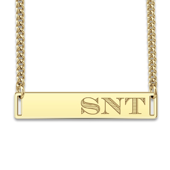 Men's Engravable Bar Necklace Yellow Gold-Plated Sterling Silver 22"