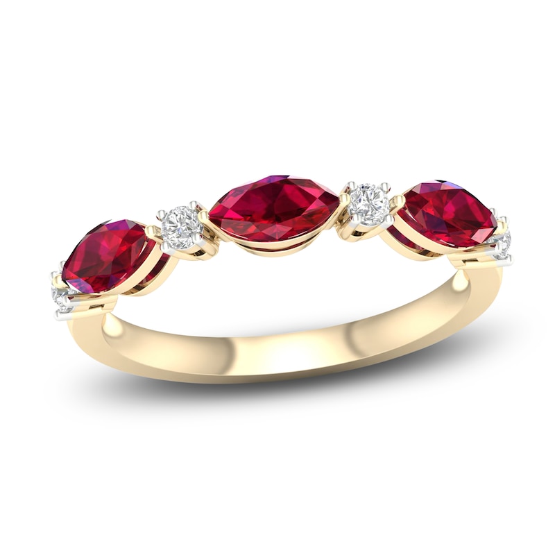 Natural Ruby Ring 1/8 ct tw Diamonds 14K Yellow Gold