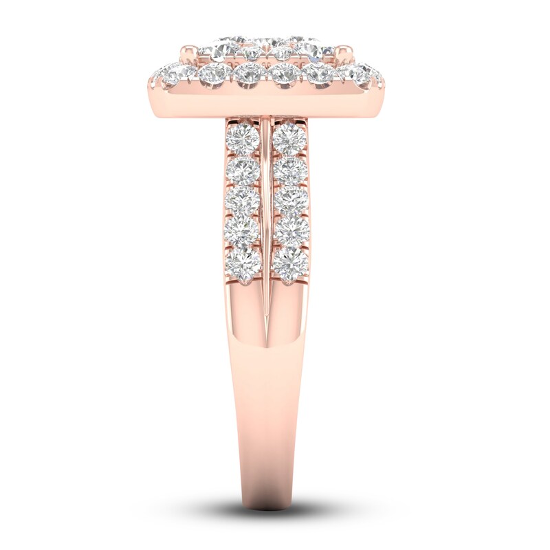 Main Image 3 of Diamond Cushion Engagement Ring 1-1/2 ct tw Round 14K Rose Gold
