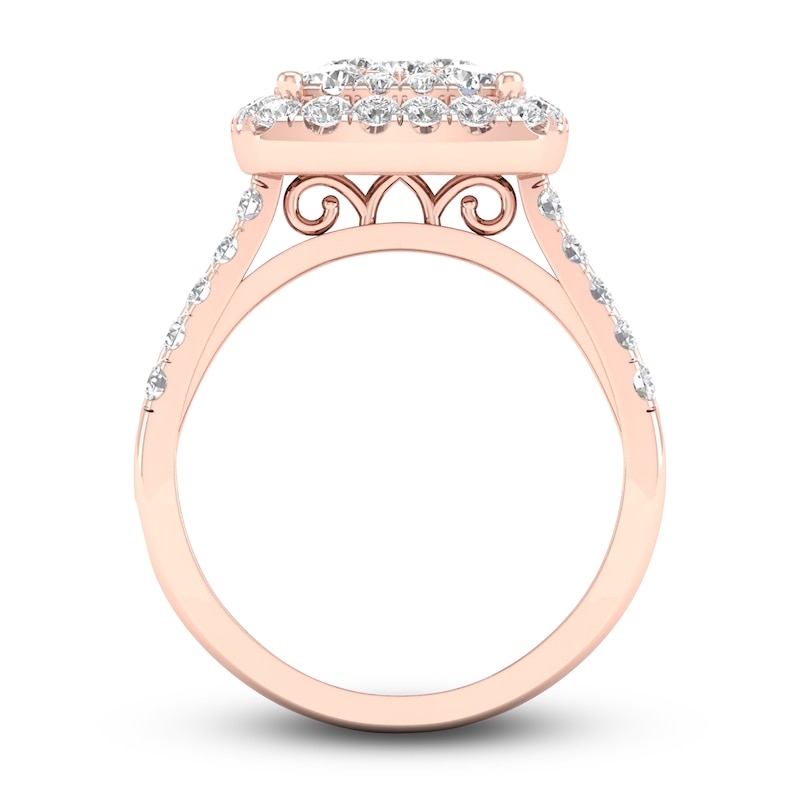 Main Image 4 of Diamond Cushion Engagement Ring 1-1/2 ct tw Round 14K Rose Gold