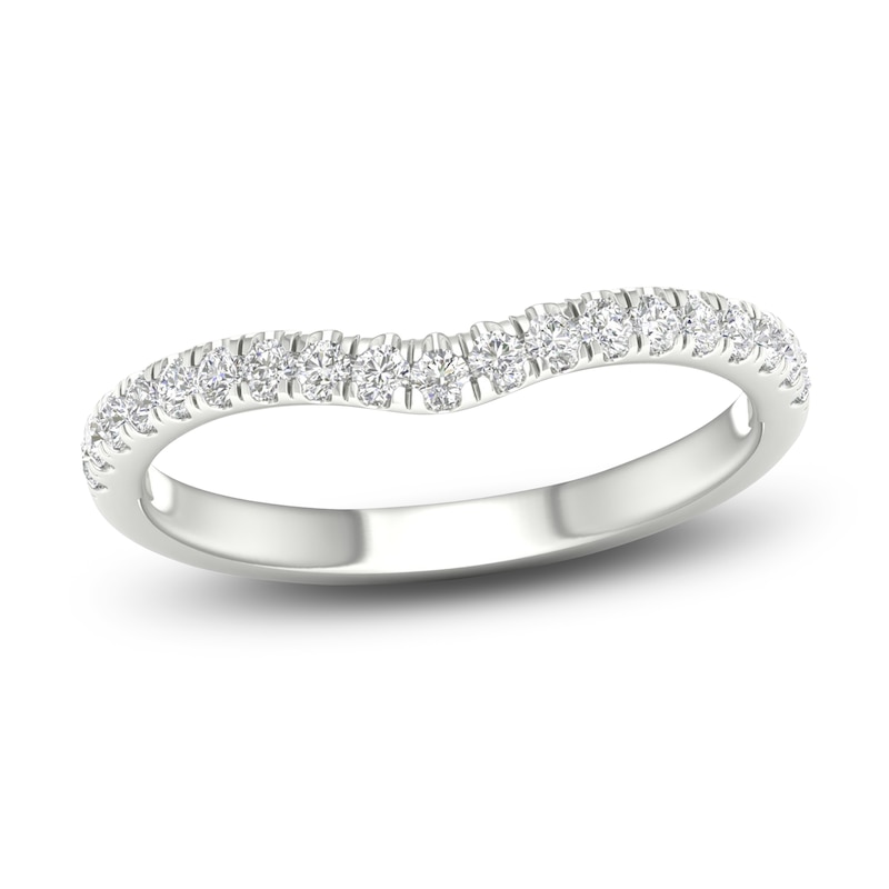 Main Image 1 of Diamond Contour Wedding Band 1/4 ct tw Round 14K White Gold