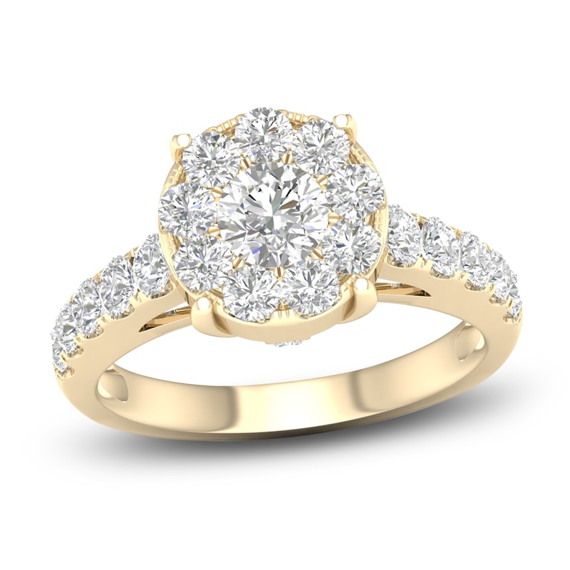 Diamond Engagement Ring 2 ct tw Round 14K Yellow Gold