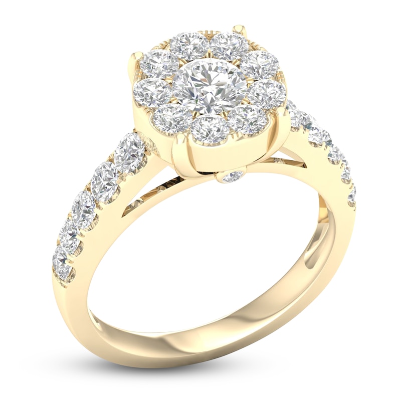 Diamond Engagement Ring 2 ct tw Round 14K Yellow Gold