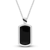 Thumbnail Image 1 of Y-Knot Men's Black Enamel Diamond Dog Tag Necklace 1/20 ct tw Round Sterling Silver 22"