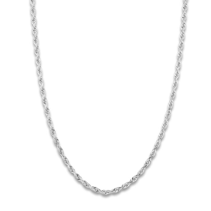Main Image 1 of Solid Glitter Rope Necklace 14K White Gold 20" 2.4mm