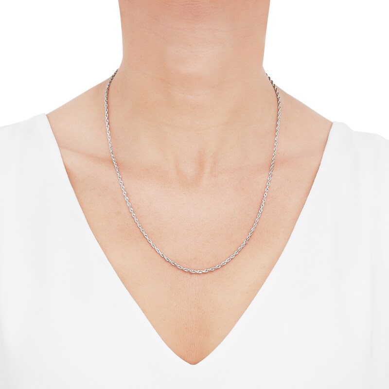 Main Image 3 of Solid Glitter Rope Necklace 14K White Gold 20" 2.4mm