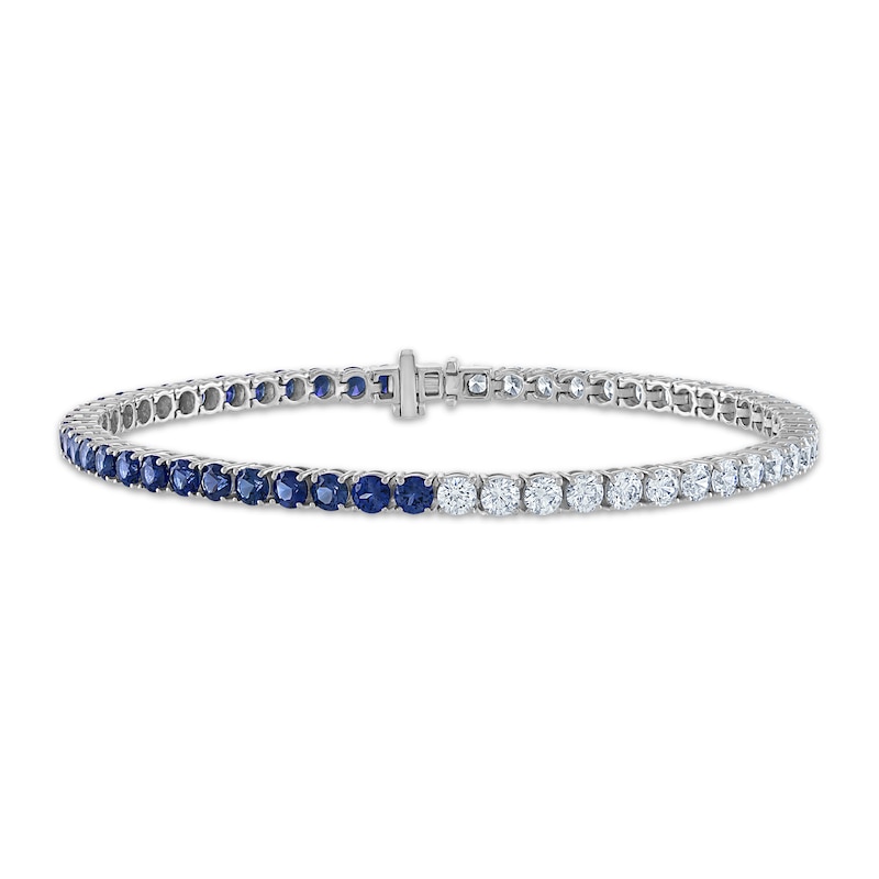 Vera Wang WISH Lab-Created Diamond & Natural Blue Sapphire Tennis Bracelet 3 ct tw Round 14K White Gold 7"