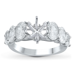 Lab-Grown Diamond Engagement Ring Setting 2-1/2 ct tw Oval/Round 14K White Gold