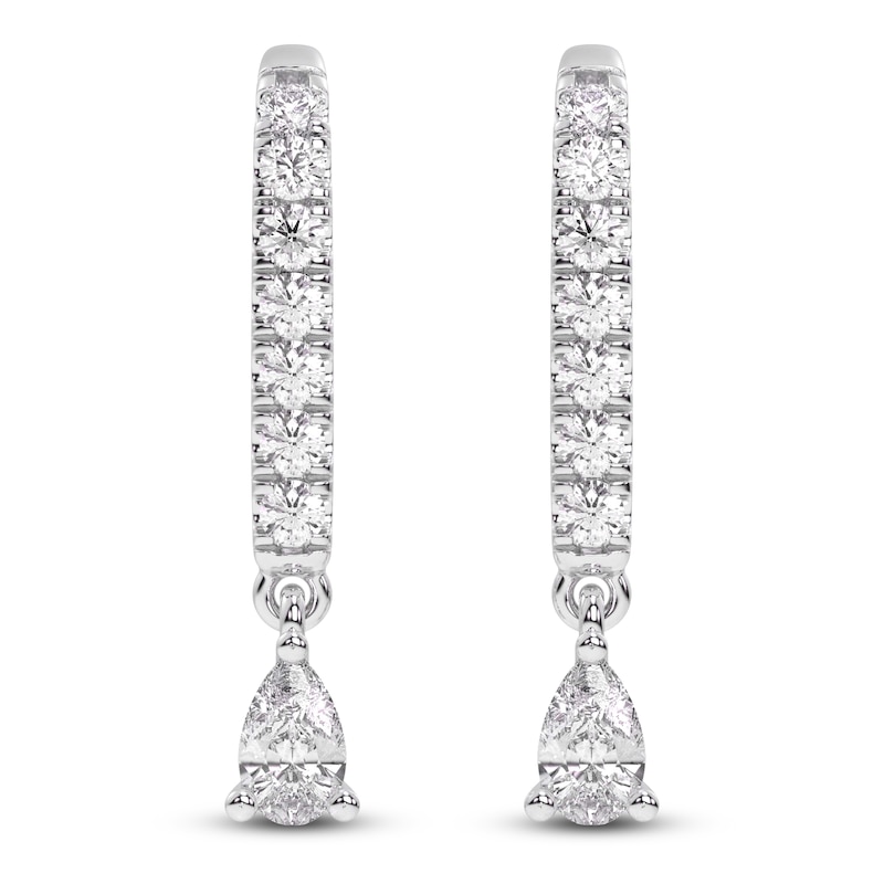 Main Image 1 of Diamond Drop Earrings 3/8 ct tw Pear/Round 14K White Gold