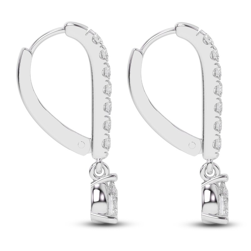 Main Image 3 of Diamond Drop Earrings 3/8 ct tw Pear/Round 14K White Gold