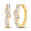 Thumbnail Image 1 of Diamond Twisted Hoop Earrings 1/8 ct tw Round 14K Yellow Gold