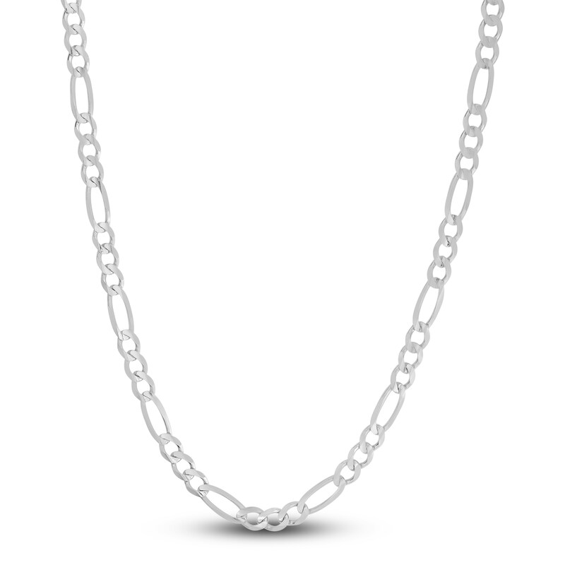 Main Image 1 of Men's Solid Figaro Chain Necklace 14K White Gold 20" 4.6mm