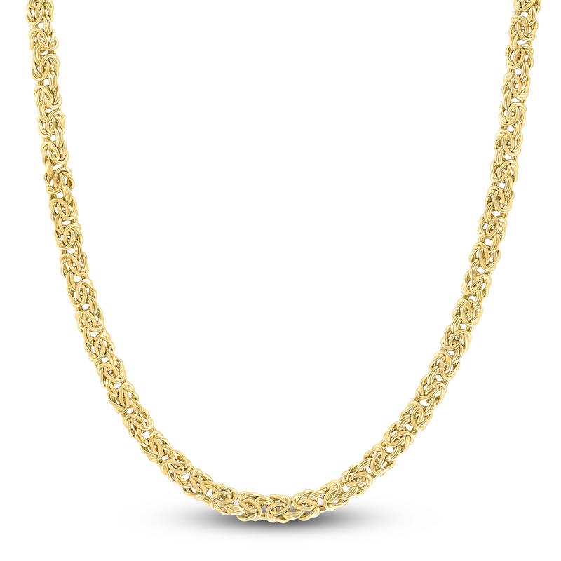 Hollow Byzantine Chain Necklace 14K Yellow Gold 18" 6.0mm