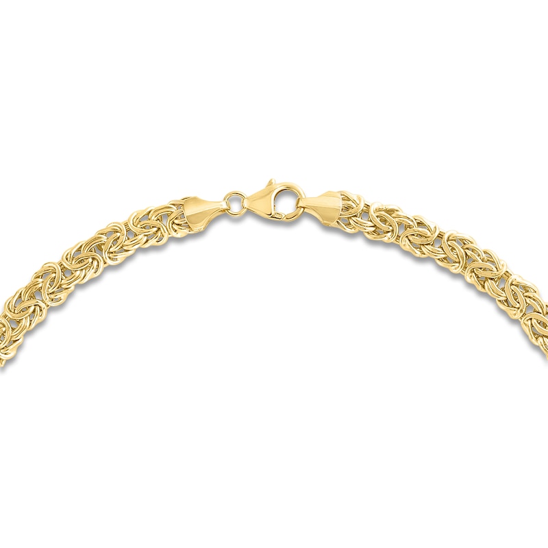 Hollow Byzantine Chain Necklace 14K Yellow Gold 18" 6.0mm