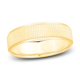 Men's Textured Wedding Band 14K Yellow Gold 6.0mm