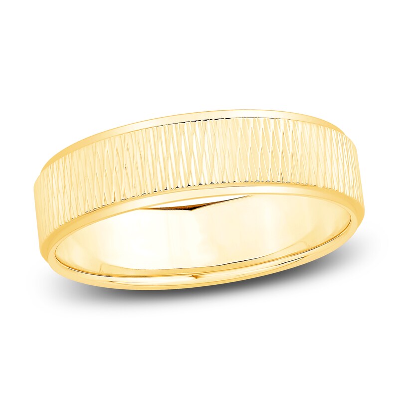 Main Image 1 of Men's Textured Wedding Band 14K Yellow Gold 6.0mm