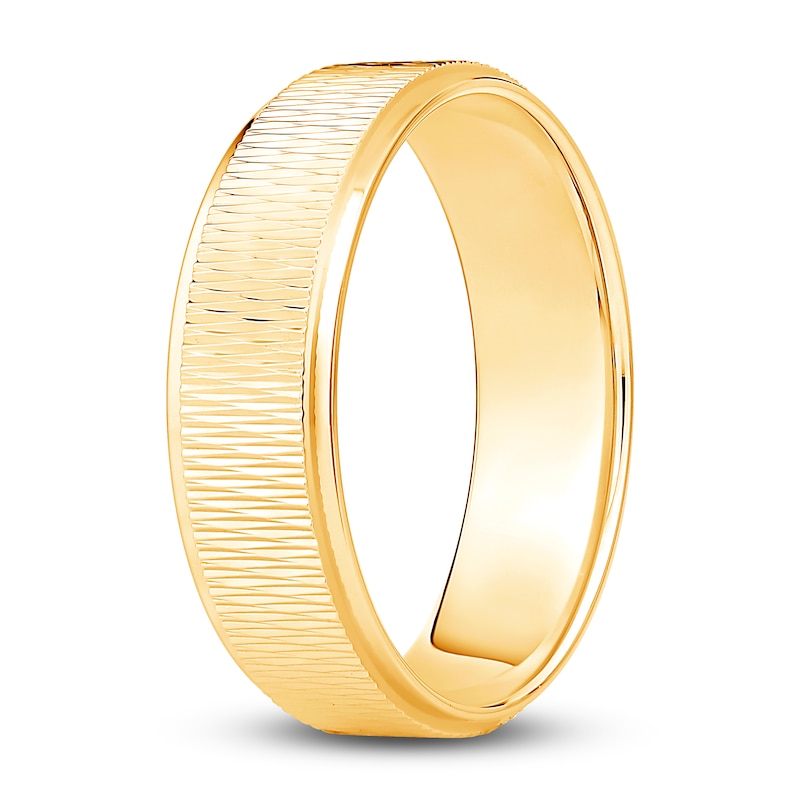 Main Image 2 of Men's Textured Wedding Band 14K Yellow Gold 6.0mm