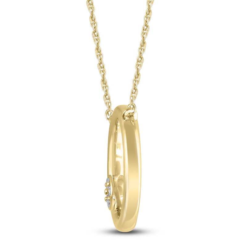 Main Image 2 of High-Polish Circle Pendant Necklace Diamond Accents 14K Yellow Gold 18"
